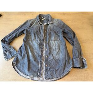 blue denim colored MERONA button up collared shirt size medium